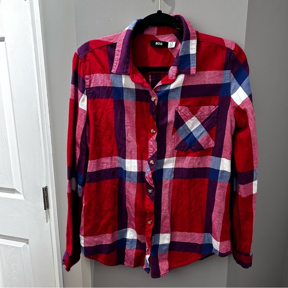 Urban Outfitters BDG Red & Blue Flannel-Lg - Picture 1 of 6